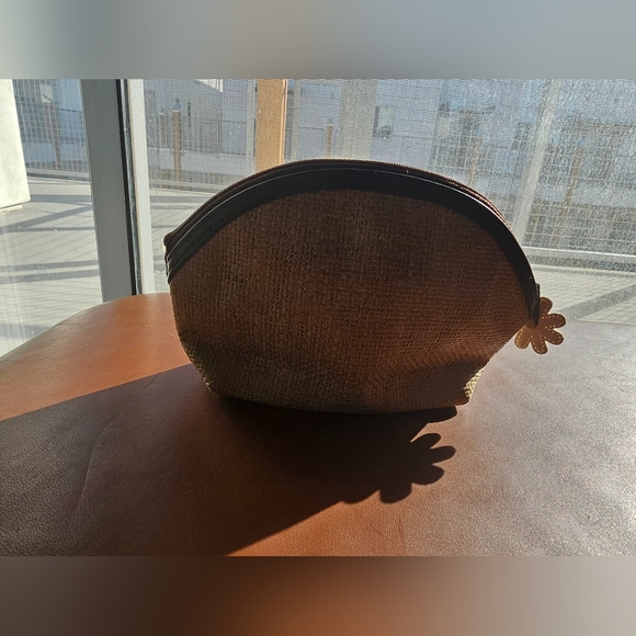 Hello kitty jute woven with flower hello kitty patches makeup bag pouch - Picture 8 of 9